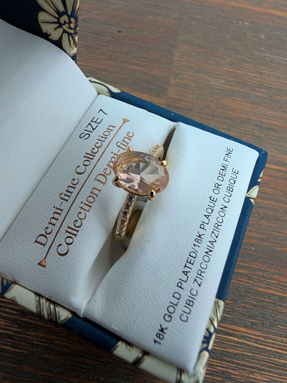 Cynthia Rowley Gold-Plated Ring with Light Pink Stone